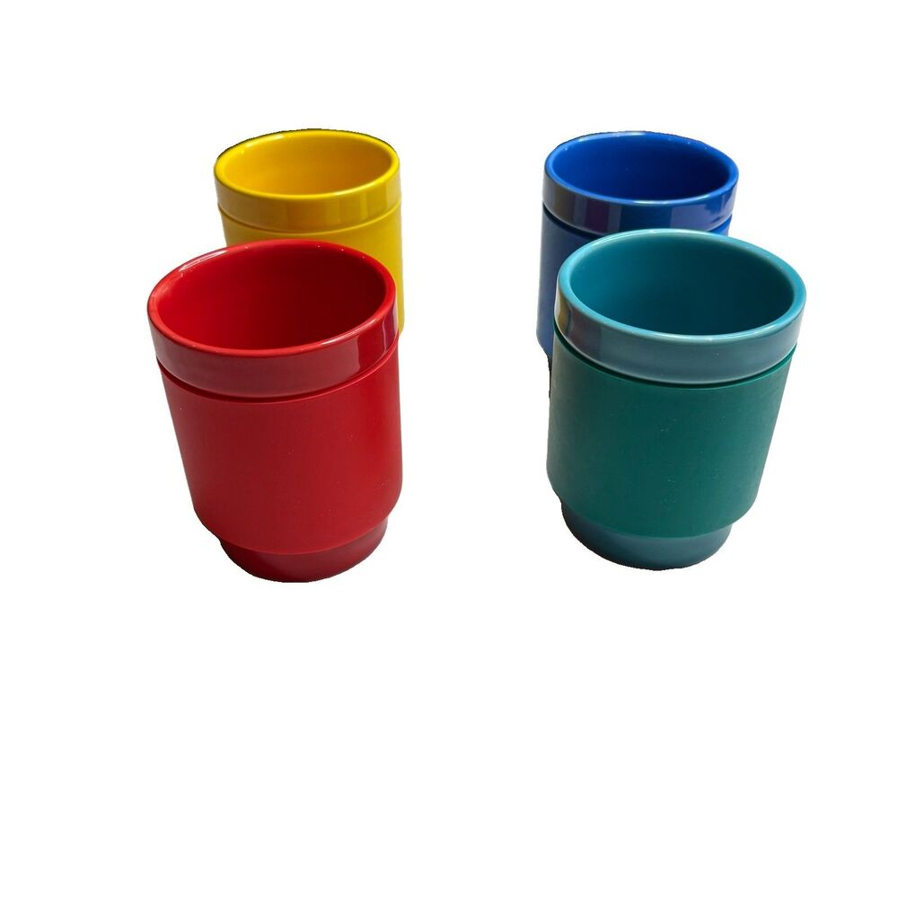 Target x LEGO Stoneware Stackable Mug Set 2021 Color Block Cups Red Blue Yellow